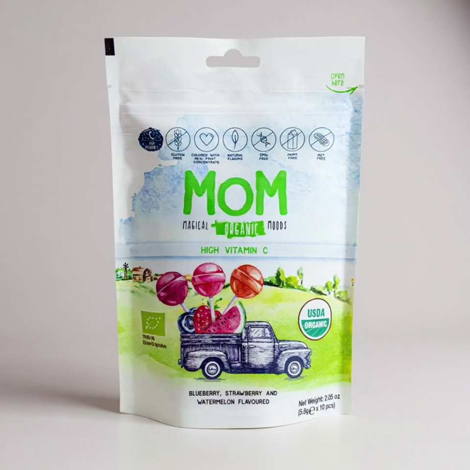 Organik Lolipop (Çilek, Karpuz, Yaban mersini ve C Vitamini) 10 adet