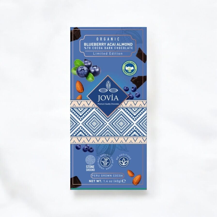 Organik %70 Bitter Çikolata-Yaban Mersini&Badem&Açai