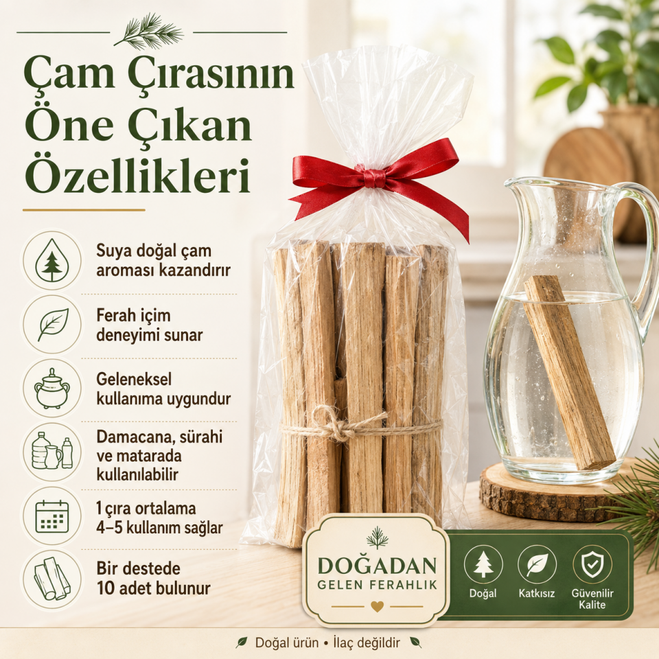 Doğal Çam Çırası 10’lu Deste – Gıda Temasına Uygun