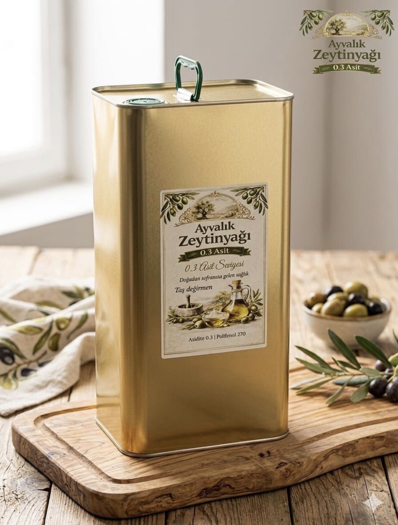 Analiz Raporlu Ayvalık Zeytinyağ 0.3 Asit 5lt( yeni sezon)