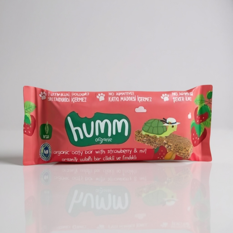 Organik Vegan Çilekli ve Fındıklı Yulaf Bar - 27g