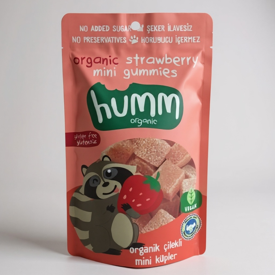 Organik Glutensiz Vegan Çilekli Mini Küpler - 30g