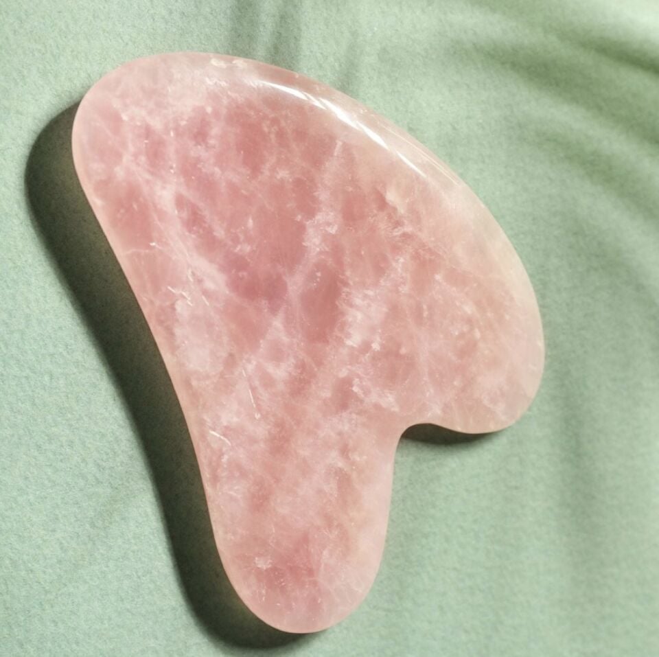 Pembe Kuvars  Doğal Taş Gua Sha & Roller Masaj Seti