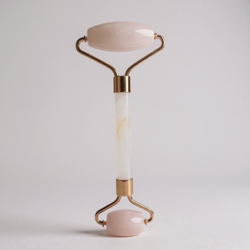 Pembe Kuvars  Doğal Taş Gua Sha & Roller Masaj Seti