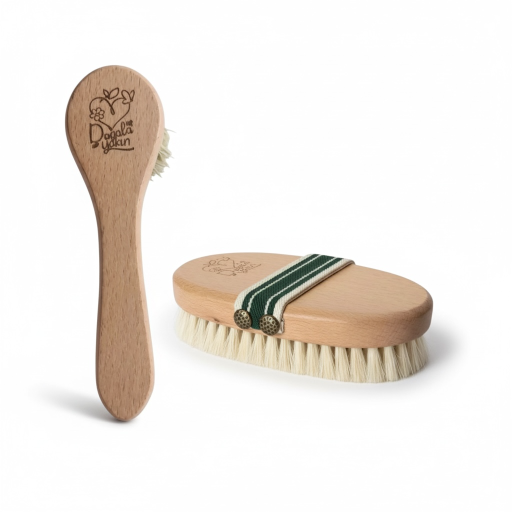 %100 Doğal At Kılı Yüz₺Vücut Fırçası Seti