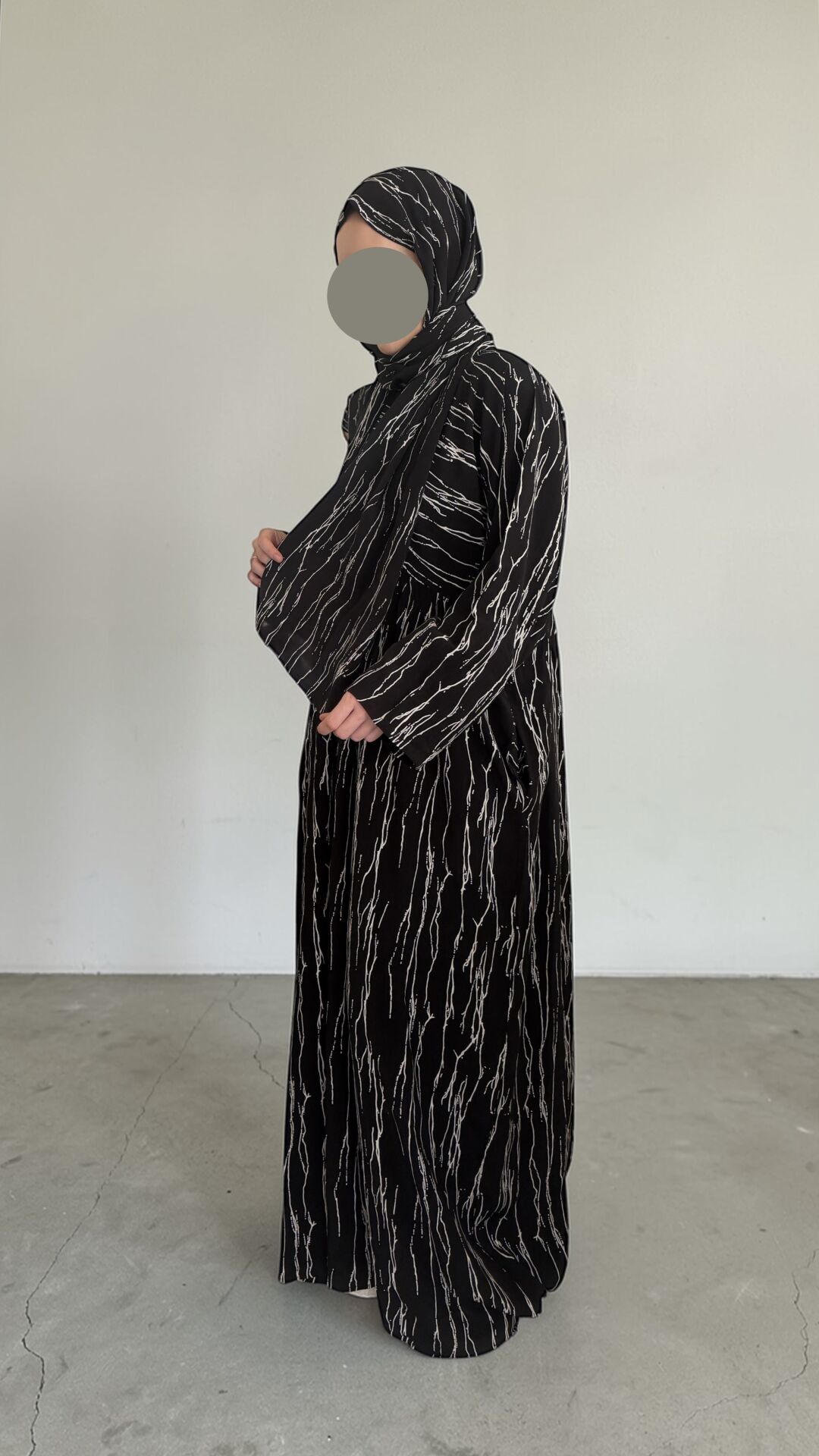 Çıtçıtlı Şal Siyah Beyaz-Taşlanmış Viskon Elbise