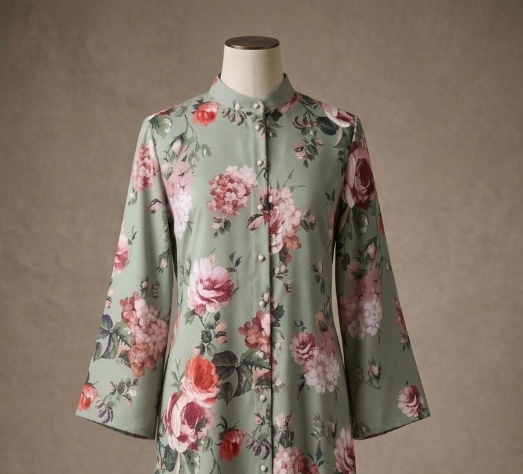 İpek Viskon Çiçekli Elbise