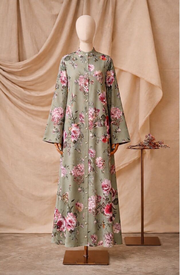 İpek Viskon Çiçekli Elbise