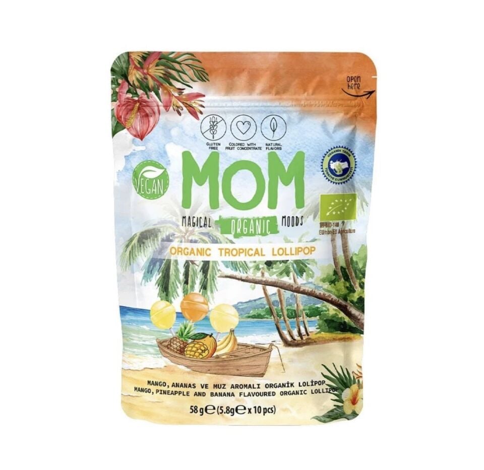 Mom Organik Tropikal Lolipop – Ananas, Muz, Mango