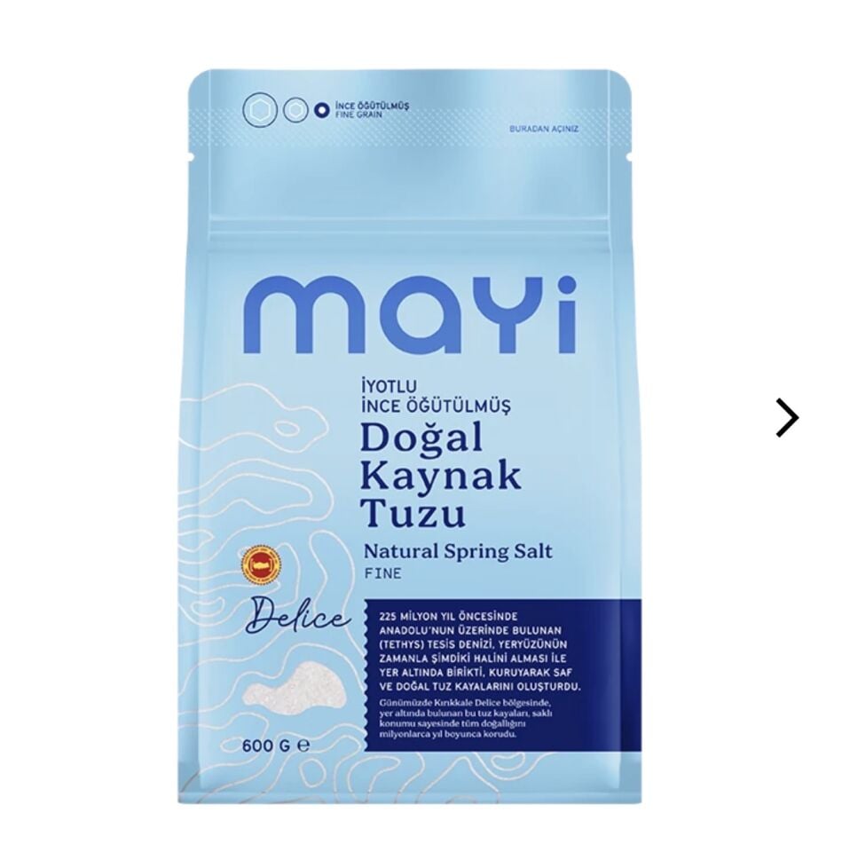 MAYİ ÖĞÜTÜLMÜŞ SOFRA TUZU 600 GR (İYOT İLAVELİ)