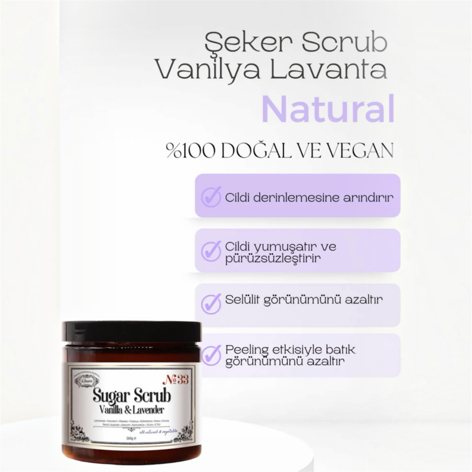 Şeker Scrub / Vanilya Lavanta /Doğal Peeling/Batık