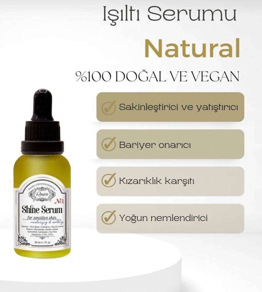 Işıltı Serumu Hassas Kuru Ciltler | Doğal Bakım Yağı | Yatıştırıcı Bariyer Güçlendirici