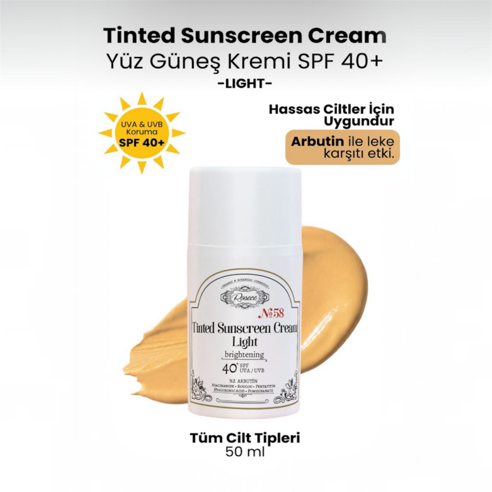 Renkli Güneş Kremi 40+SPF Light|Aydınlatıcı ve Ton Eşitleyici