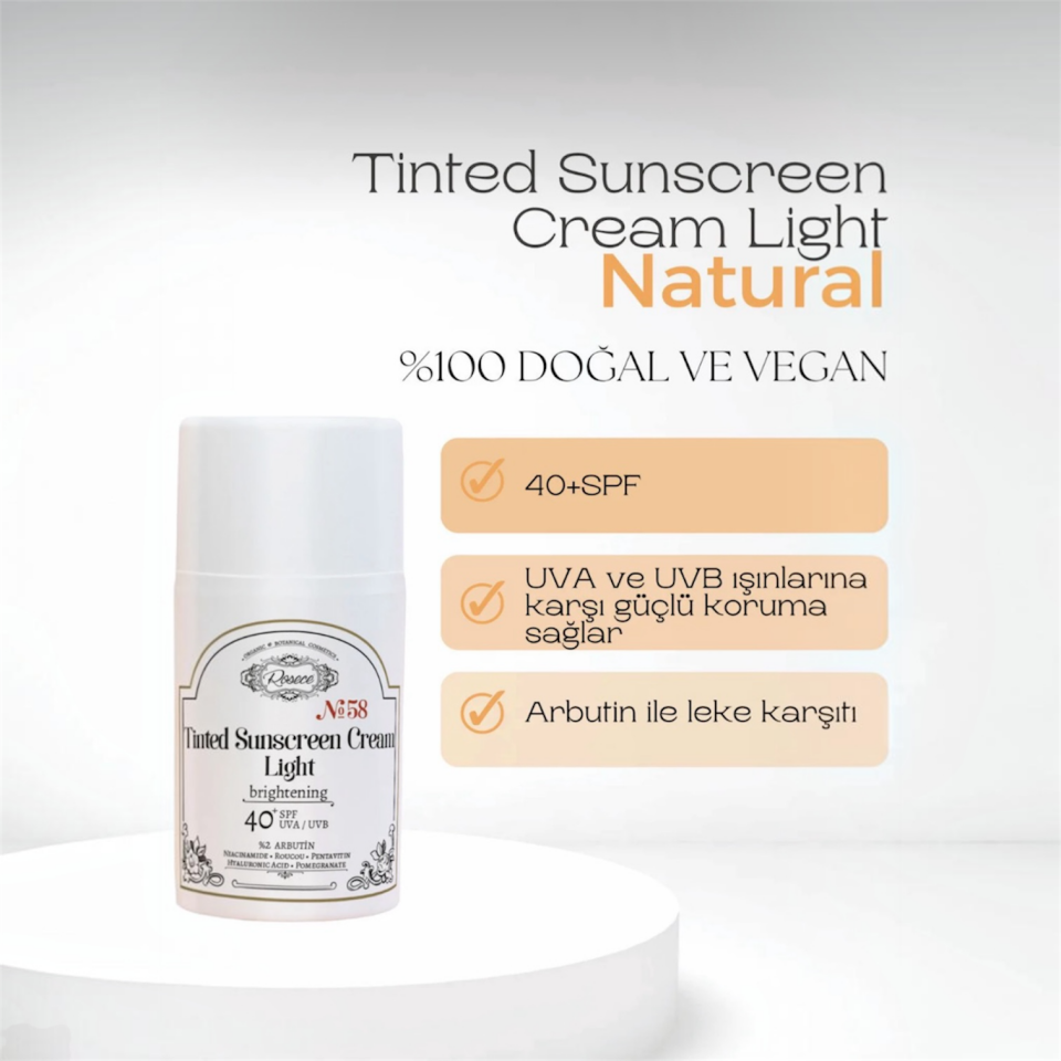 Renkli Güneş Kremi 40+SPF Light|Aydınlatıcı ve Ton Eşitleyici