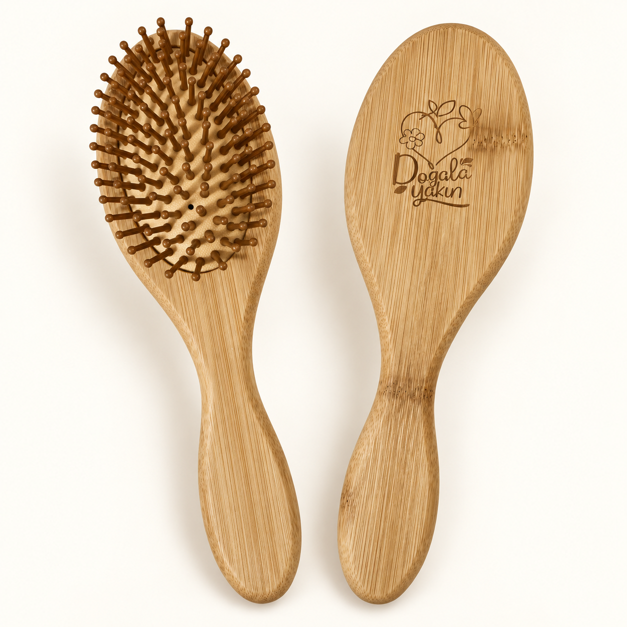 Doğal Ahşap Bambu Tarak Oval