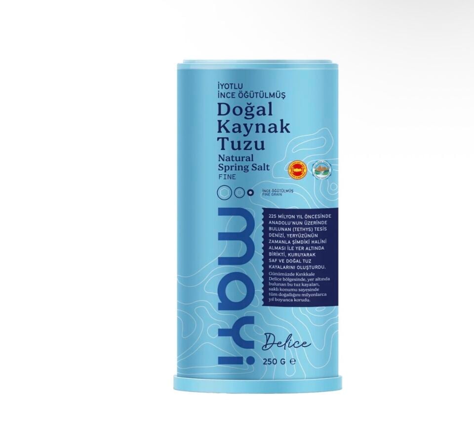 MAYİ ÖĞÜTÜLMÜŞ SOFRA TUZU 250 GR (İYOT İLAVELİ TUZLUKLU)